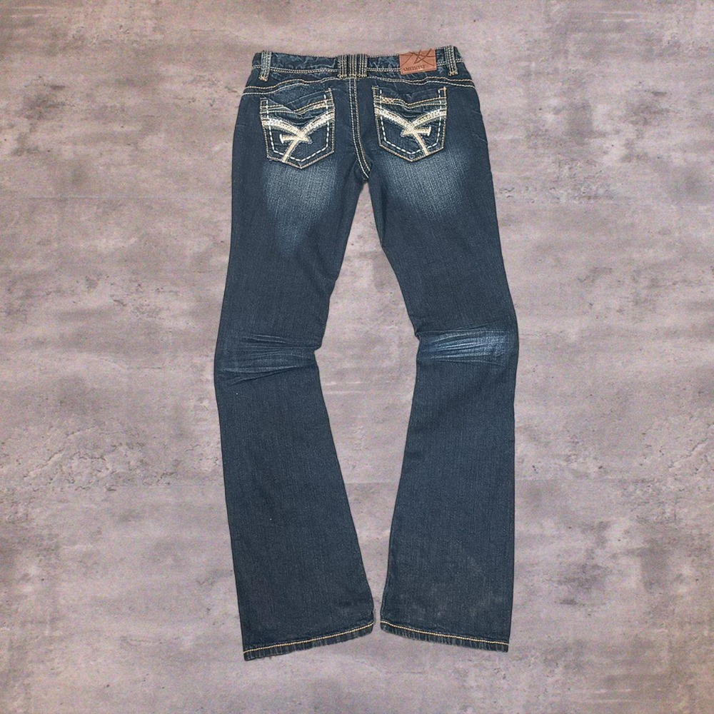 Y2K 00's Amethyst Baggy Low Rise Flair Bootcut Indigo Denim Jeans Pant's